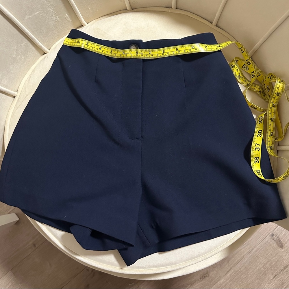 Navy High-Waisted Tailored Shorts - Picture 2 of 5